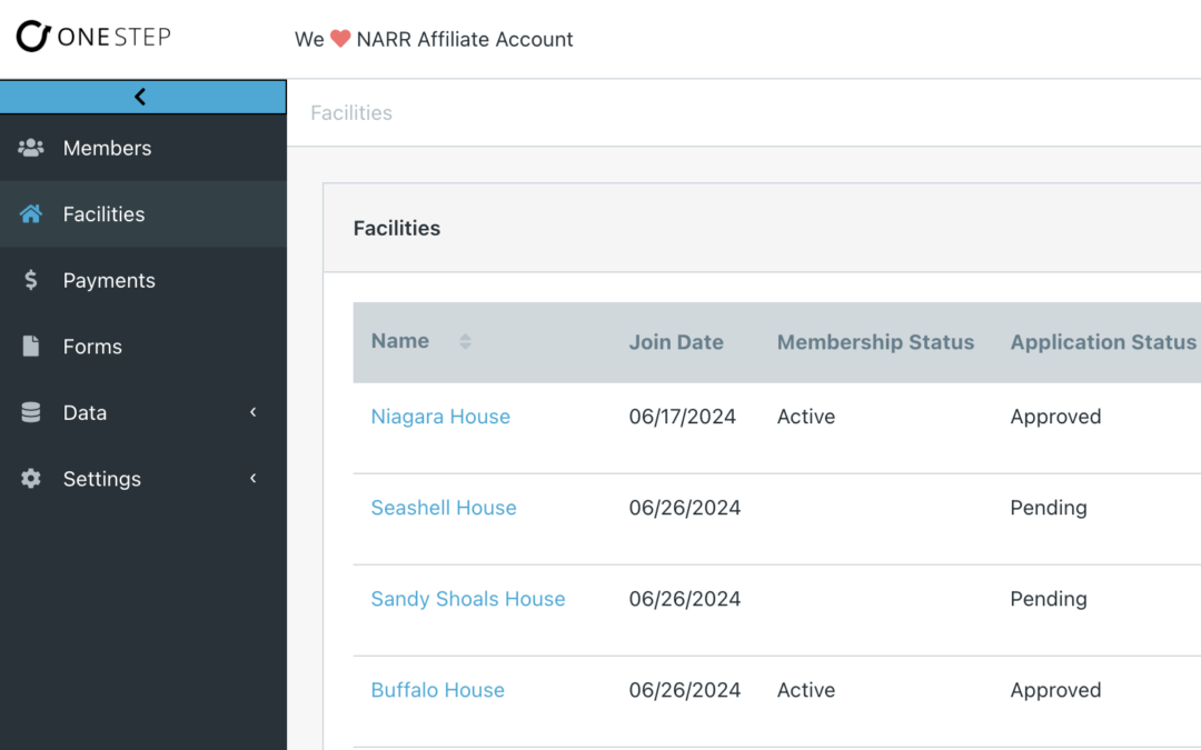 One Step Announces Credentialing and Aggregate Outcomes Software for NARR Affiliates